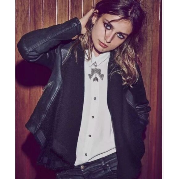 Free People Drape Front Moto Cardi Jacket Women's 4 Army Green  Zipped Cuffs - Picture 1 of 16